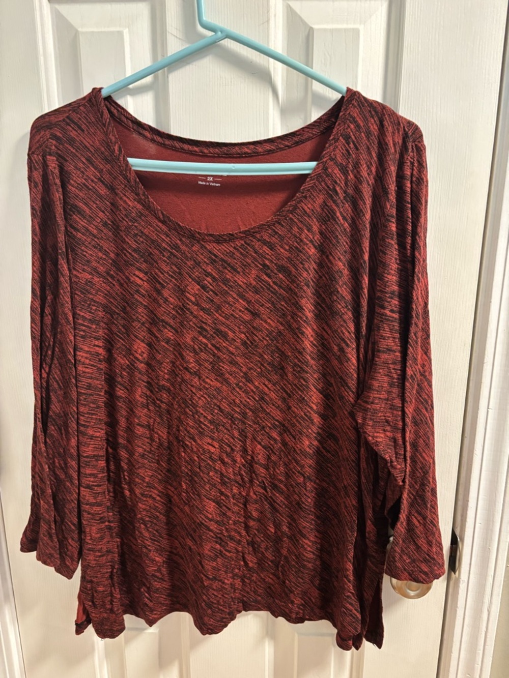 Apt. 9 Women's Size 2X Brick Red Long Sleeve Blouse Stretchy Casual Pullover Top